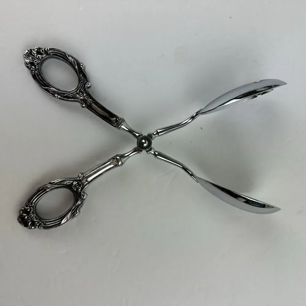 WEB Sterling Handle Ancestry Pattern Germany Stainless Salad Ice Serving Tongs